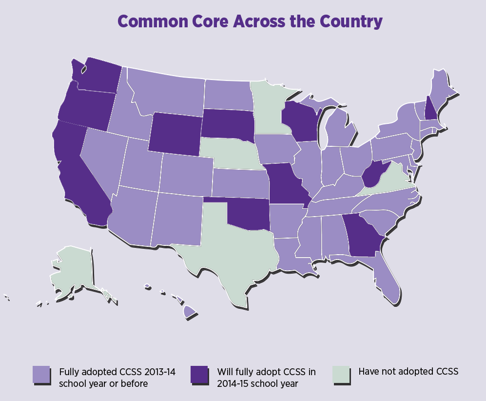 44 states, the District of Columbia, four territories (Guam, American Samoa, US Virgin Islands and Northern Mariana Islands) and the Department of Defense Education Activity have adopted the Common Core State Standards. 