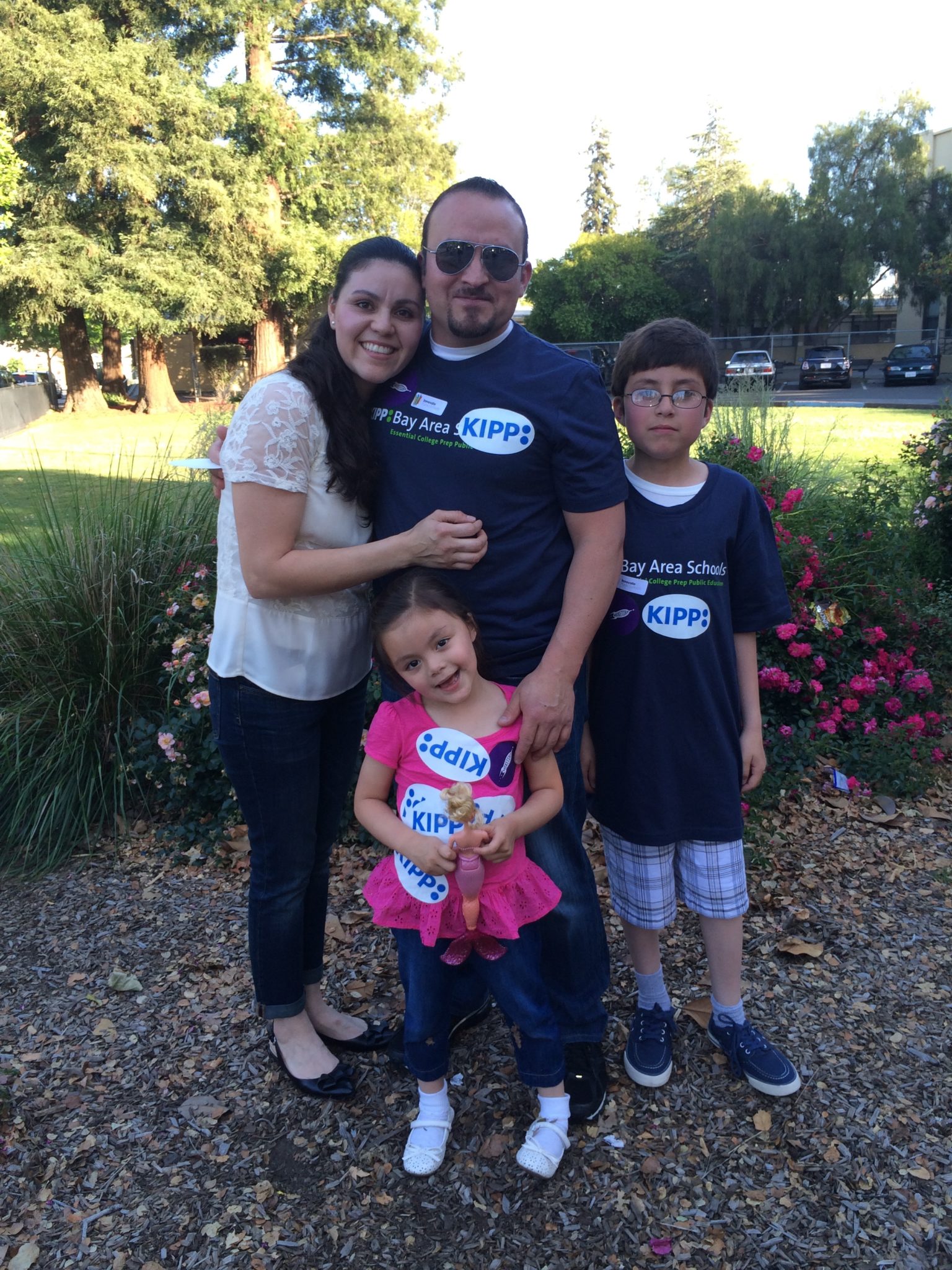 The Perez family before the Redwood School Board Meeting where Rocketship and KIPP presented charter applications to open schools in Redwood City. 