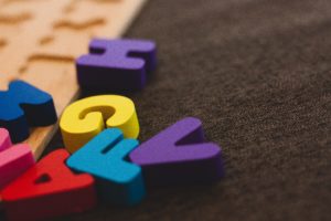 Colorful wood alphabet letters